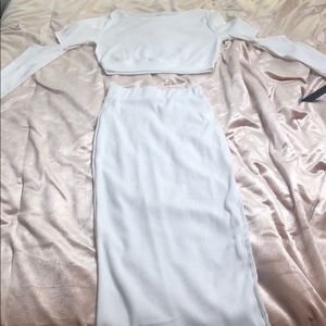 White Crop Top and Maxi Skirt set